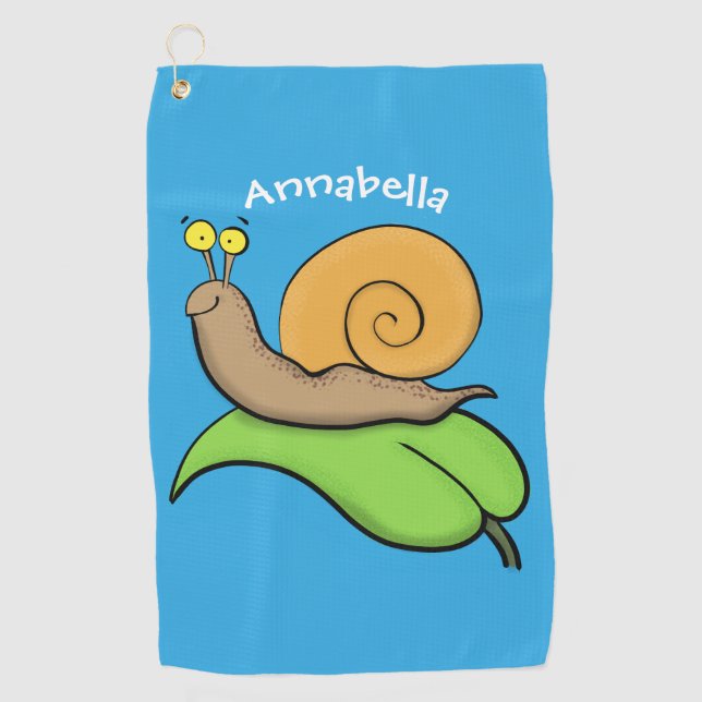 Serviette De Golf Un mignon escargot heureux sur une illustration d' (Devant)