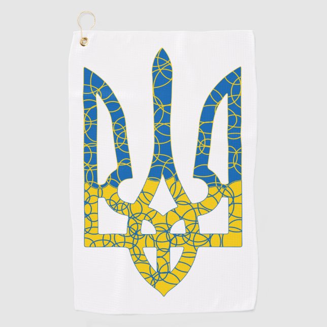 Serviette De Golf Un trident ukrainien texturé drapeau d'Ukraine cou (Devant)