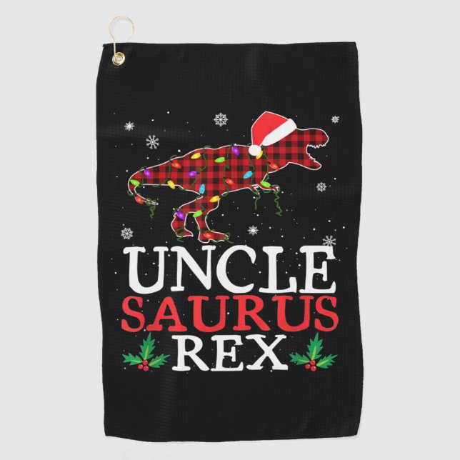 Serviette De Golf Unclesaurus Rex Red Plaid Christmas Lights Family (Devant)