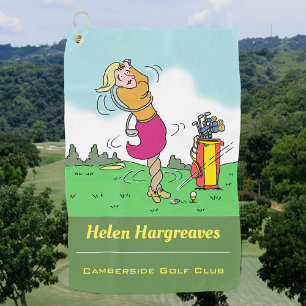 Serviette De Golf Une femme golfeuse devient un tremplin