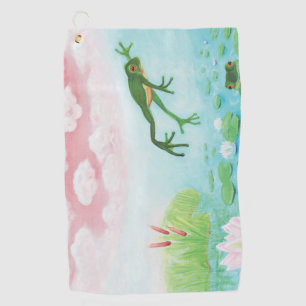 Serviette De Golf Une Grenouille S'Enfonce Dans L'Étang Illustration