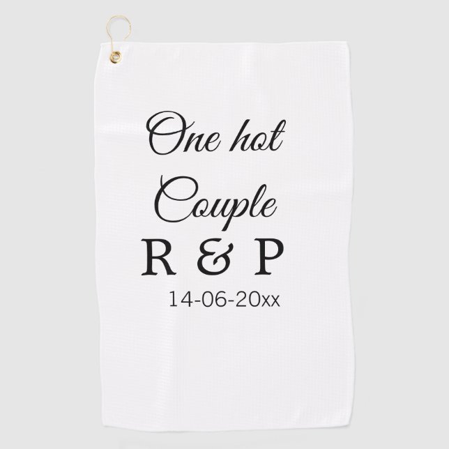 Serviette De Golf Une lettre initiale de nom de couple chaud date te (Devant)