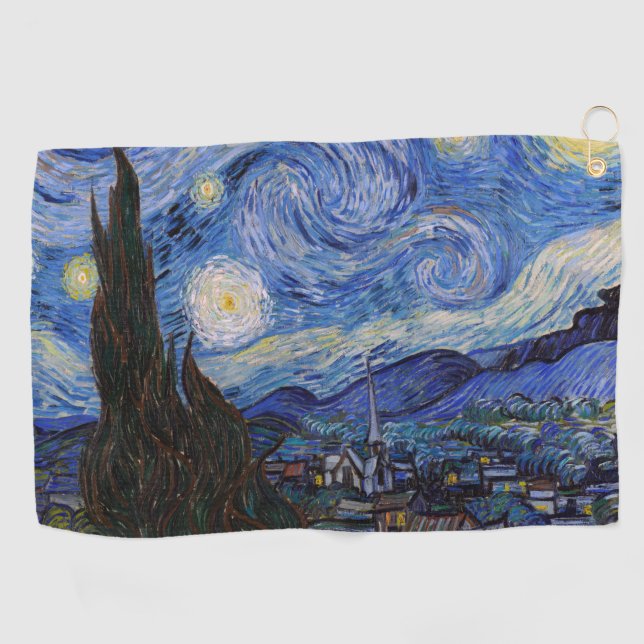 Serviette De Golf Une nuit étoilée : Saint Remy par Vincent Van Gogh (Horizontal)