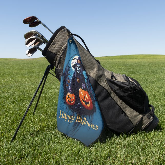 Serviette De Golf Une scène d'Halloween éffrayante (Vert)