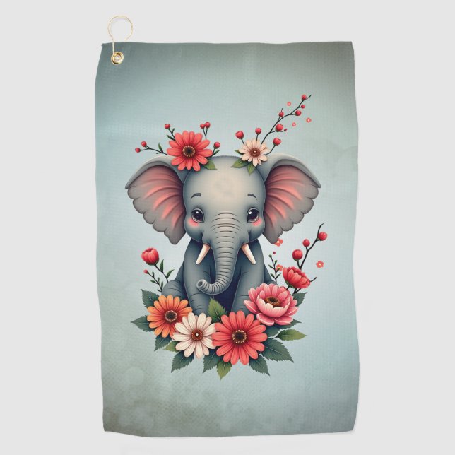 Serviette De Golf Une touche d'été : Le bébé éléphant (Devant)