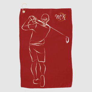 Serviette De Golf Unique Moderne Cool Mens Design Rouge Personnalisé