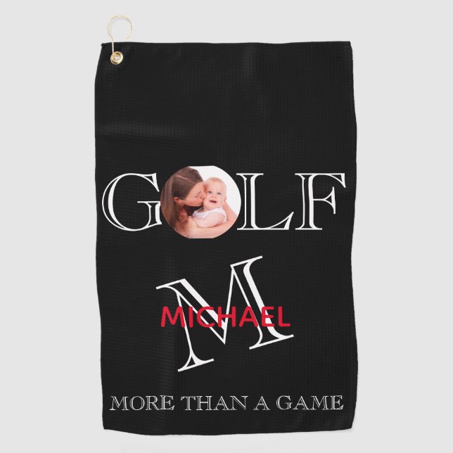 Serviette De Golf Unique plaisir Photo Monogramme et Nom Golf Servie (Devant)