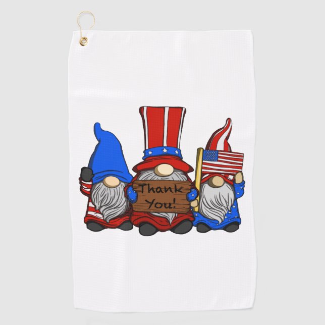 Serviette De Golf USA American Garden Gnomes Merci Pour Votre Serv (Devant)