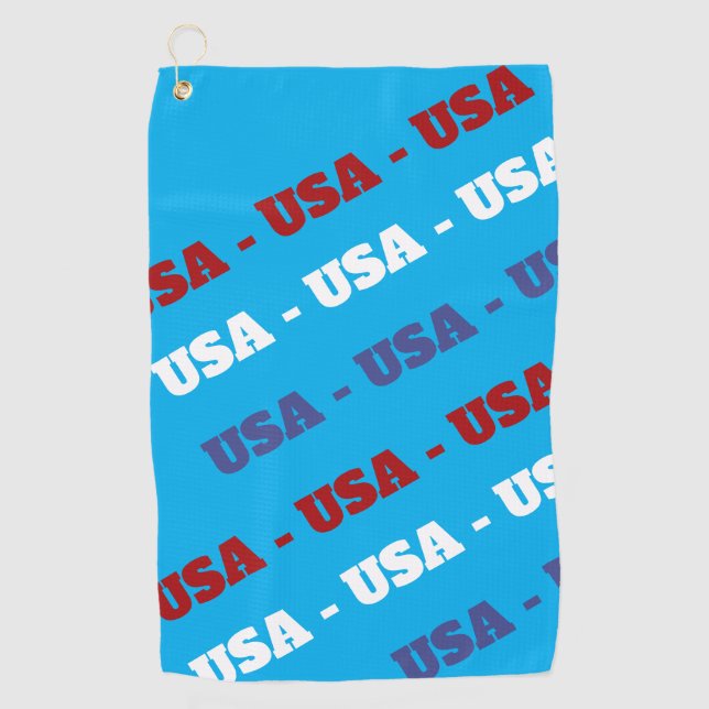 Serviette de golf USA Rouge Blanc Bleu (Devant)