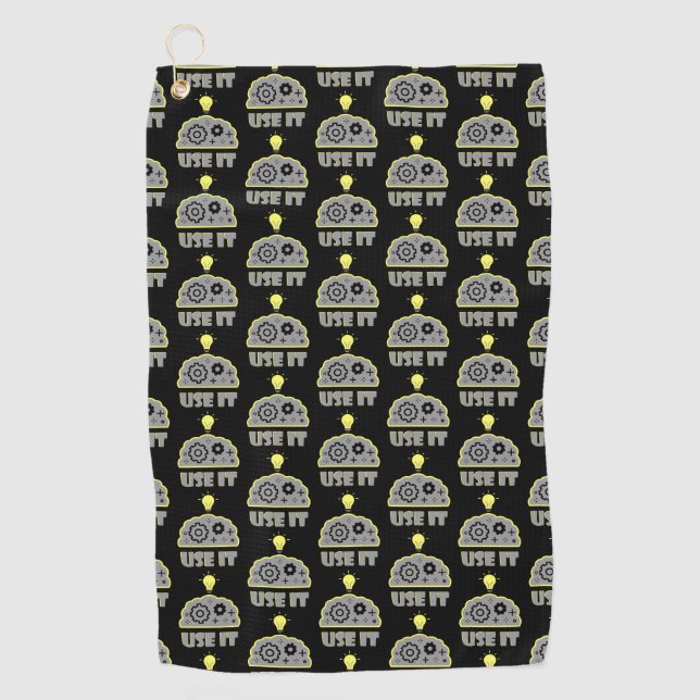 Serviette De Golf Utiliser votre cerveau (Devant)