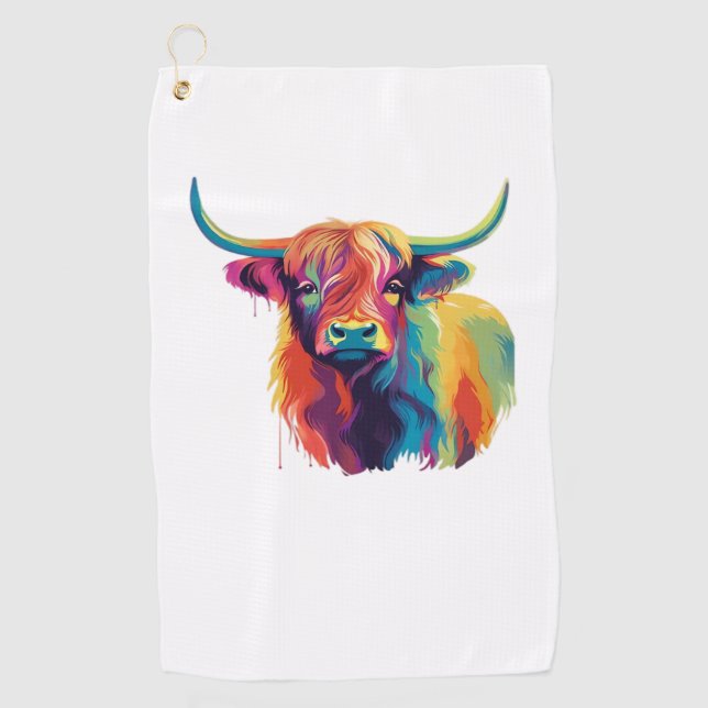 Serviette De Golf Vache cool dans le T-shirt classique de la prairie (Devant)
