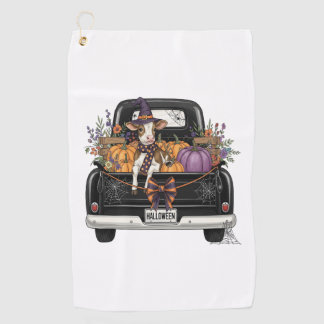 Serviette De Golf Vache des Highlands d'Halloween avec camion