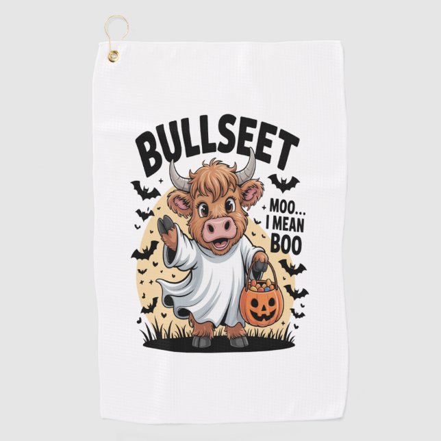 Serviette De Golf Vache drôle Halloween (Devant)