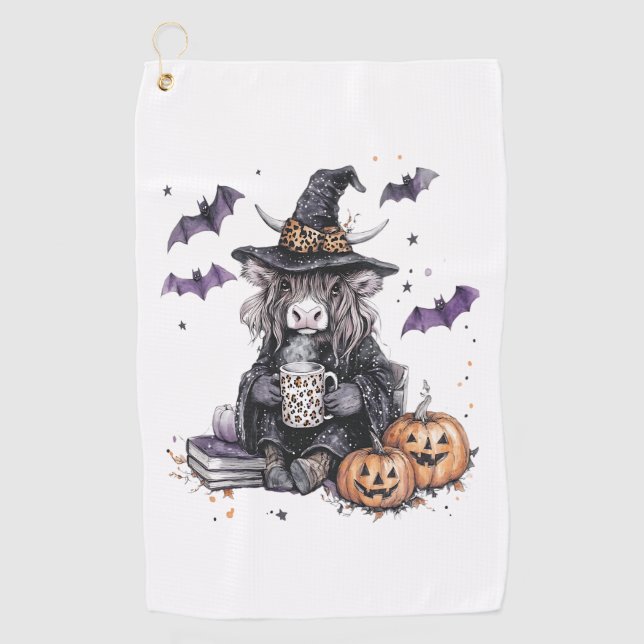 Serviette De Golf Vache Highland d'Halloween (Devant)
