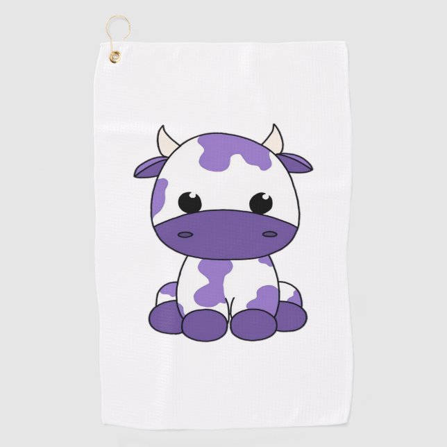Serviette De Golf Vache pourpre T-shirt surdimensionné_1 (Devant)