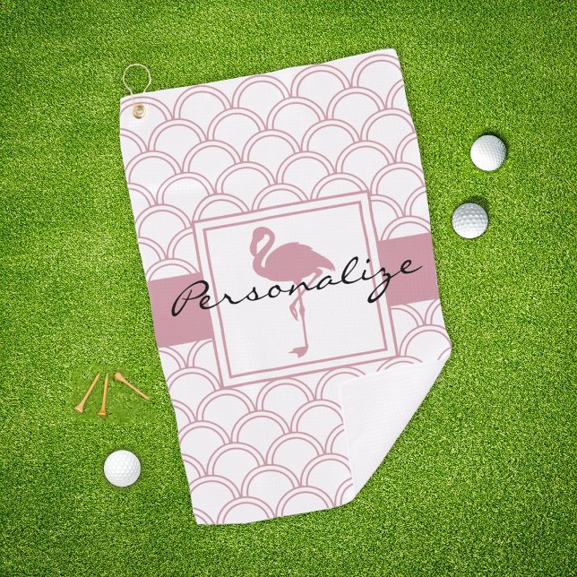 Serviette De Golf Vague Art Déco Flamant Rose (Créateur téléchargé)