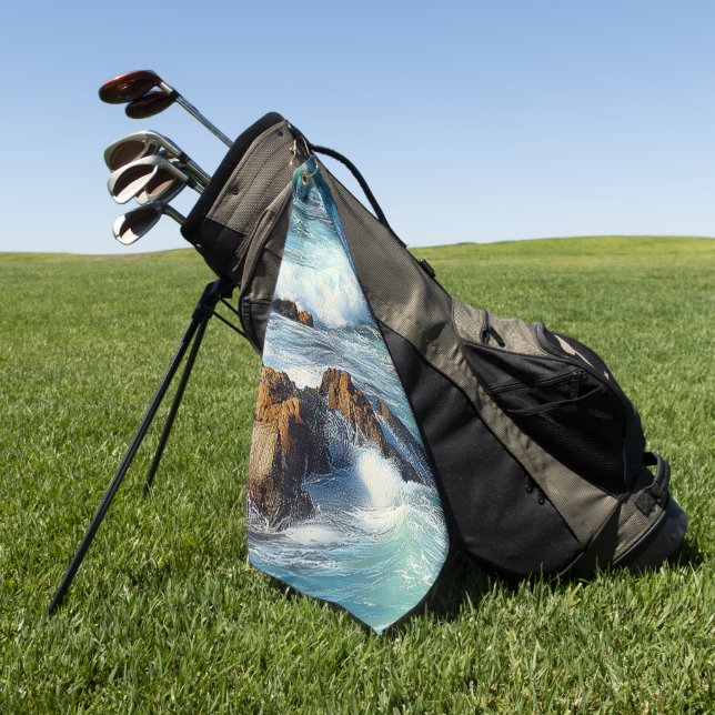 Serviette De Golf Vagues de l'océan Pacifique (Vert)