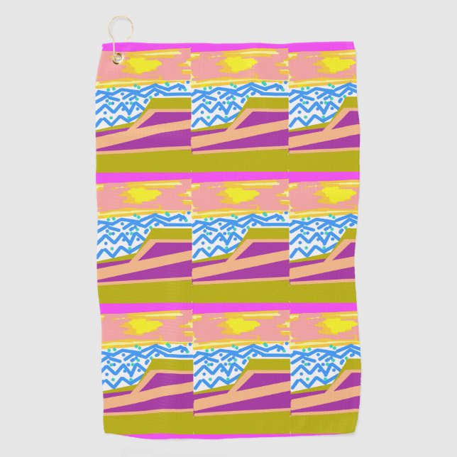 Serviette De Golf Vagues de yacht au coucher du soleil  (Devant)