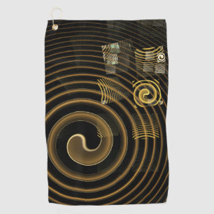 Serviette De Golf Vagues dorées hypnotiques Art abstrait moderne
