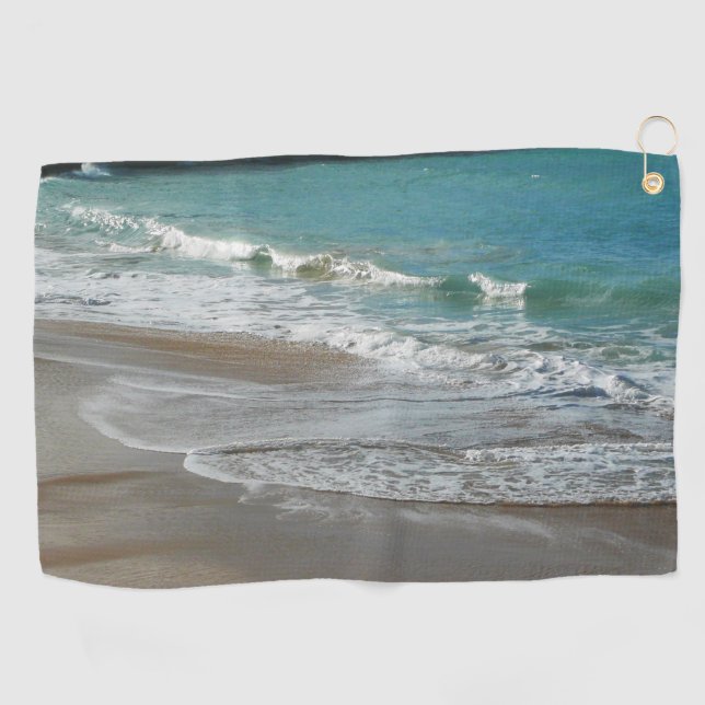 Serviette De Golf Vagues sur la plage bleu turquoise Océan (Horizontal)