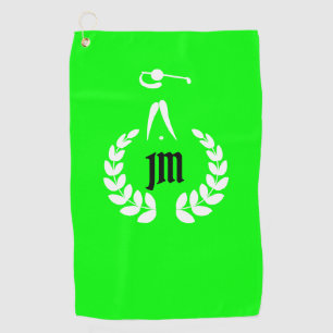 Serviette De Golf Vert de chaux personnalisé par monogramme fait sur