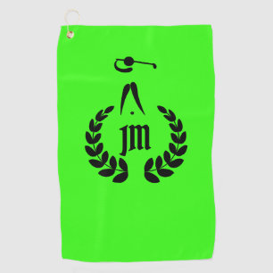Serviette De Golf Vert de néon personnalisé par monogramme fait sur