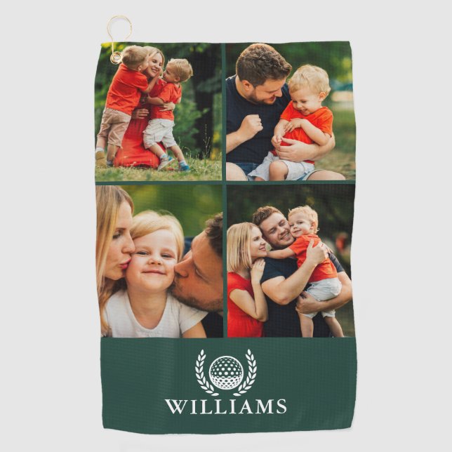 Serviette De Golf Vert émeraude monogramme de nom personnalisé 4 pho (Devant)