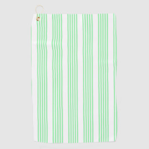 Serviette De Golf Vert et blanc cinq bandes motif