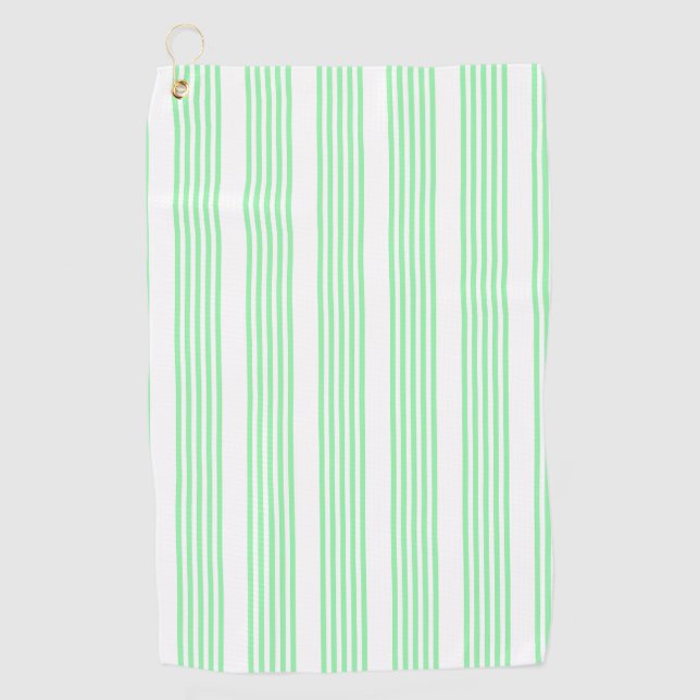 Serviette De Golf Vert et blanc cinq bandes motif (Devant)