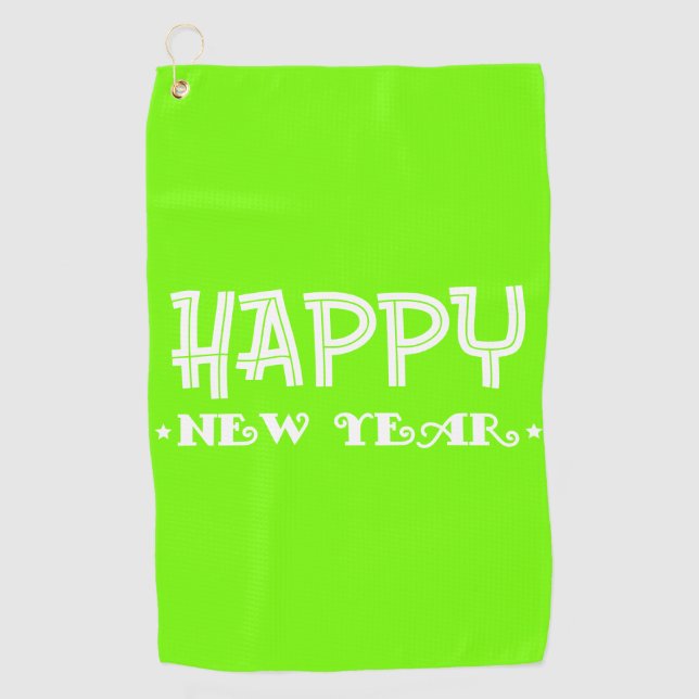 Serviette De Golf vert fluorescent - Bonne année (Devant)