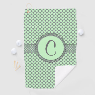 Serviette De Golf Vert menthe avec Pois gris-Monogramme STaylor