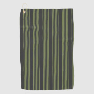 Serviette De Golf Vert olive et charbon de bois cinq bandes motif