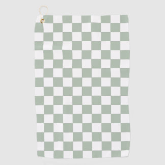 Serviette De Golf Vert sauge et carreaux blancs