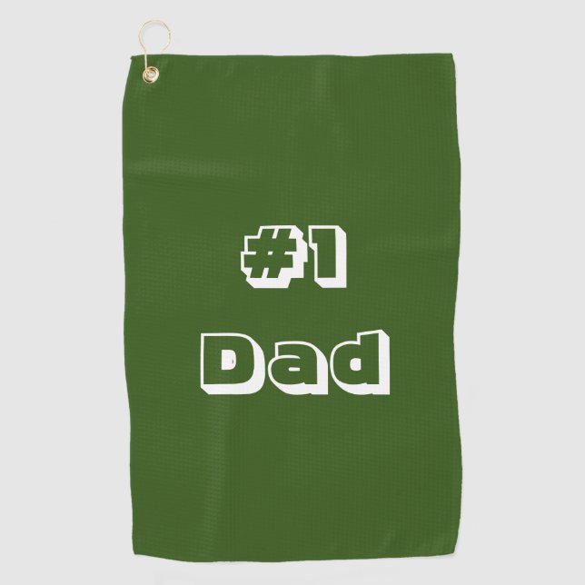 Serviette de golf Vert Serviette de golf #1 Papa (Devant)