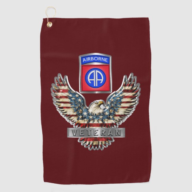 Serviette De Golf Vétéran de la 82e division aéroportée (Devant)