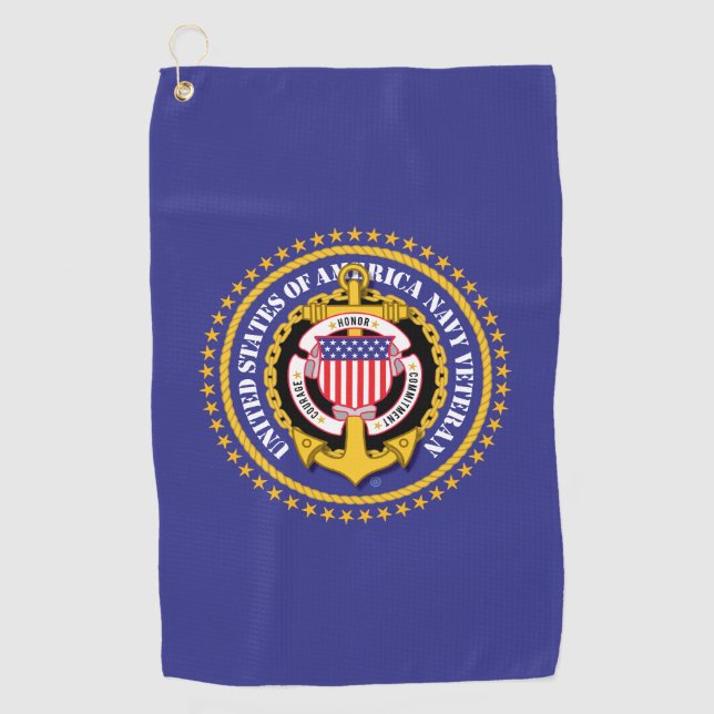 Serviette De Golf Vétéran de la marine (Devant)