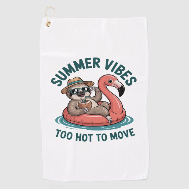 Serviette De Golf Vibes d'été Sloth Funny Lazy Float (Devant)