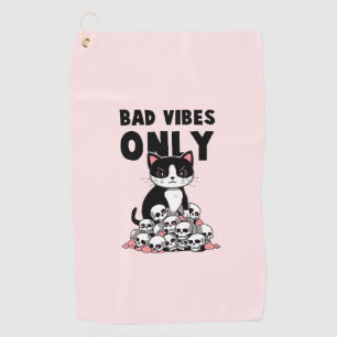Serviette De Golf Vibes incorrectes uniquement - Chat et crânes