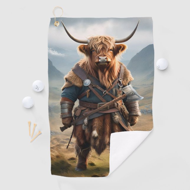 Serviette De Golf Viking Highland Cow, (En situation)