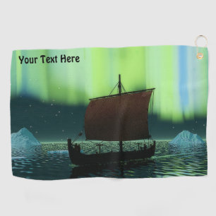 Serviette De Golf Viking Navire Et Lumières Du Nord