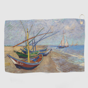 Serviette De Golf Vincent van Gogh - Bateaux de pêche sur la plage
