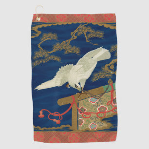 Serviette De Golf Vintage Art du Japon Faucon Blanc G.A. Audsley