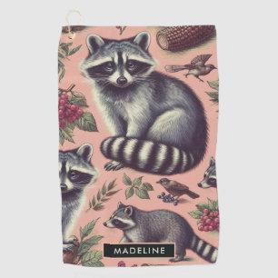Serviette De Golf Vintage Cute Racoon