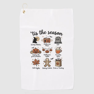 Serviette De Golf Vintage Halloween Season Checklist Shirt Design_1