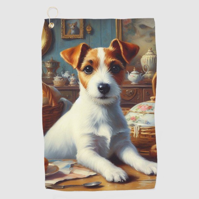 Serviette De Golf Vintage Jack Russell Terrier Peinture (Devant)
