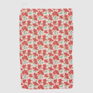 Serviette De Golf Vintage Pavot rouge motif floral