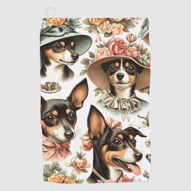 Serviette De Golf Vintage Rat Terrier sans fil (Devant)