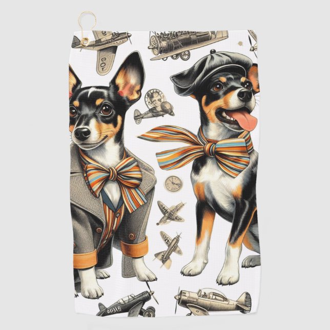 Serviette De Golf Vintage Rat Terrier sans fil (Devant)