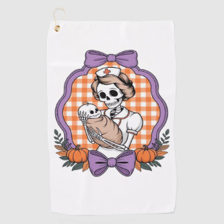 Serviette De Golf Vintage Skeleton Nurse and Baby � Cute Halloween R