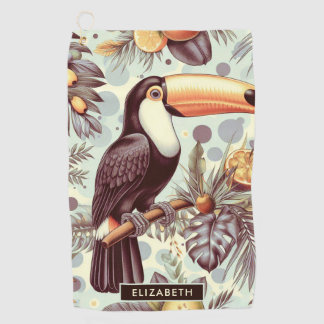 Serviette De Golf Vintage Toucan Tropical Motif